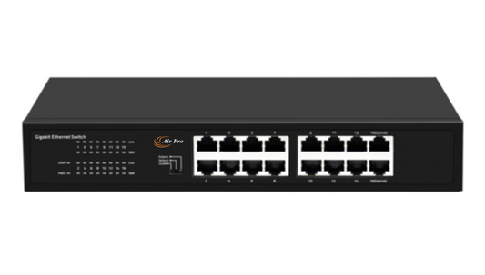 AirPro AP-SG1016 | 16-Port 10/100/1000 Gigabit Unmanaged Switch for Seamless Network Connectivity