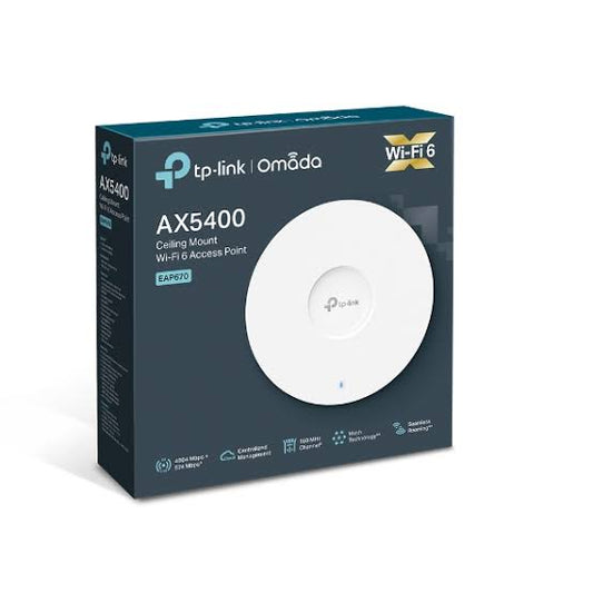 TP-Link EAP670 Dual-Band Ceiling Mount Wi-Fi Router, AX5400