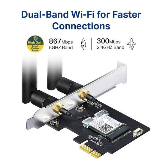TP-Link AC1200 Wi-Fi Bluetooth 4.2 PCI Express Adapter with Two Antennas, Archer T5E ...