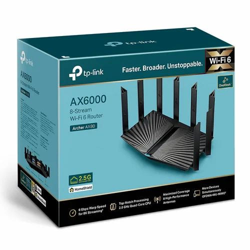 TP-Link Archer AX80 6000Mbps 8-Stream Wi-Fi 6 Black Wireless Router, AX6000 ...